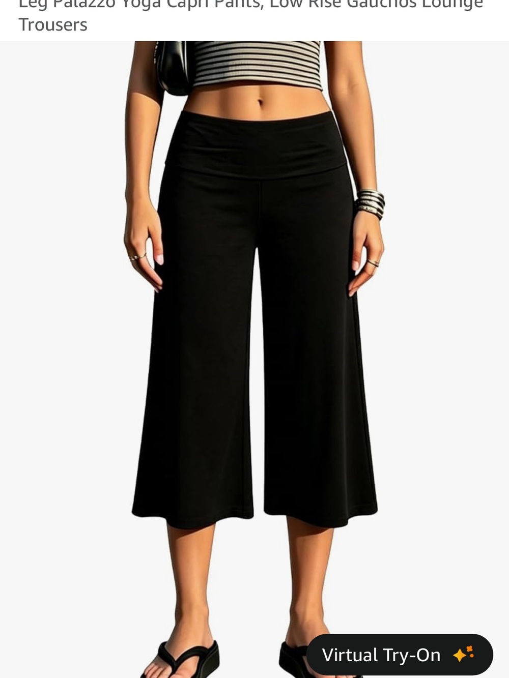 Amazon Black Wide-Leg Palazzo Capri Pants